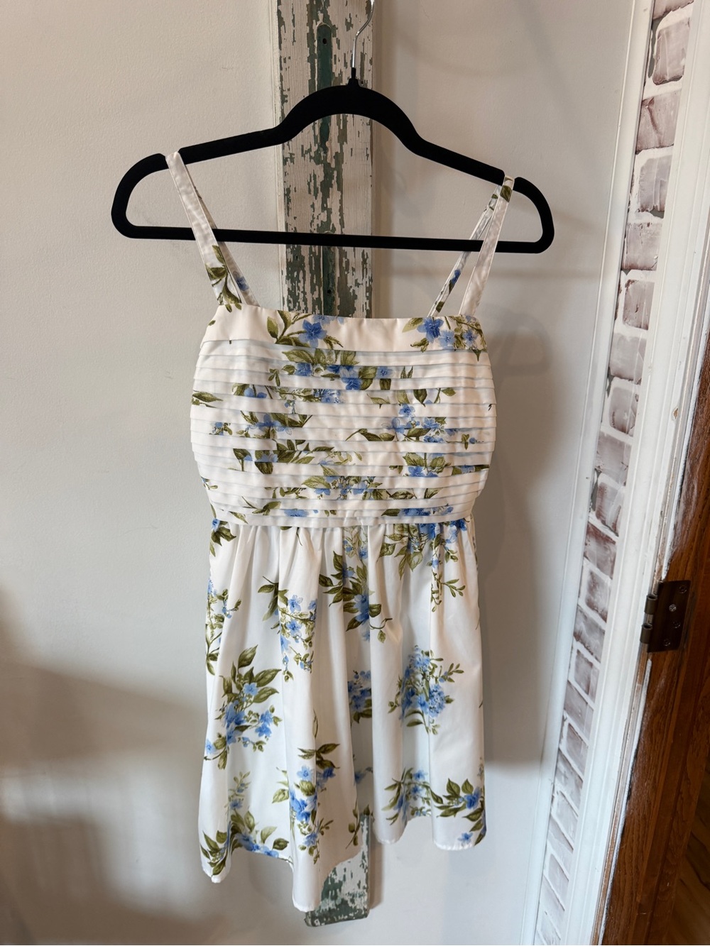 Blu Pepper White Floral Dress w/ Blue and Green Print